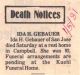 Another obituary for Ida Hulda Weingart Gebauer ('Muttchen') Another obituary for Ida Hulda Weingart Gebauer ('Muttchen')